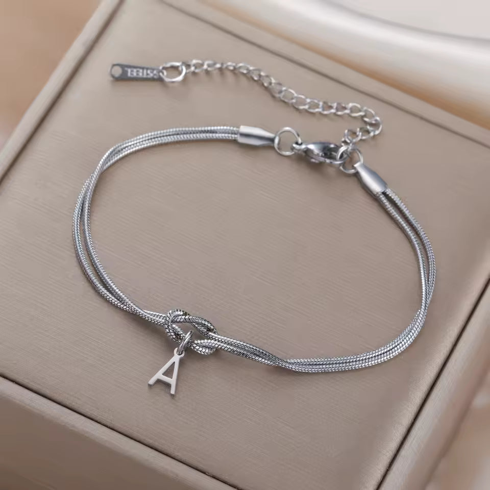 Love Knot Bracelet - with Letter Charm