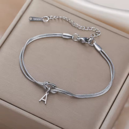 Love Knot Bracelet - with Letter Charm