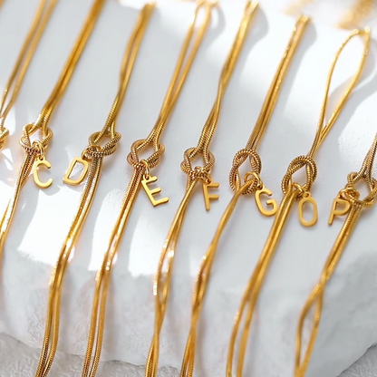 Love Knot Bracelet with Letter Charm